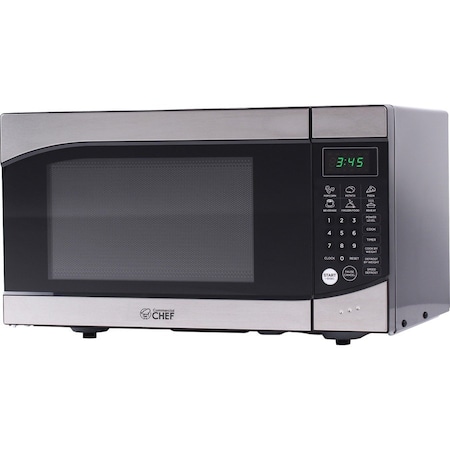 Commercial Chef Countertop Microwave Oven 900 Watt, 0.9 Cubic Feet, Stainless Steel Front, Black Cabinet CHM009