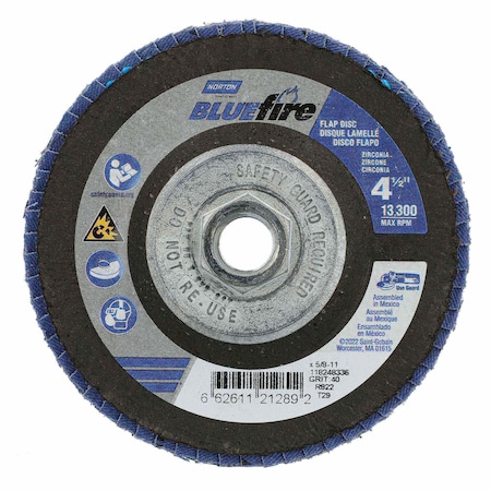 Norton Abrasives Conical Flap Disc, 4-1/2" x 5/8" to 11" 66261121289