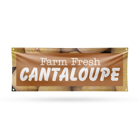 Signmission Farm Fresh Cantaloupe, 18 Inch x 48 Inch, Vinyl Banner B-30584