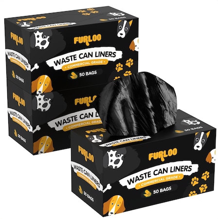 Furloo 13-Gallon Heavy Duty Dog Waste Station Can Liners, Fits Waste Cans, 50 Bags, Pack of 2, 100PK FLO22-2PK