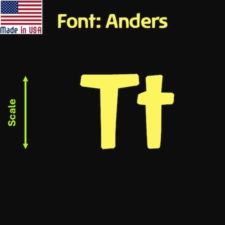 Aacc Self-Adhesive Vinyl Letter: T, Scale: 17 cm. Color: Yellow Font: Anders by, 8PK AACC-Anders-UT-Yellow-M17x8