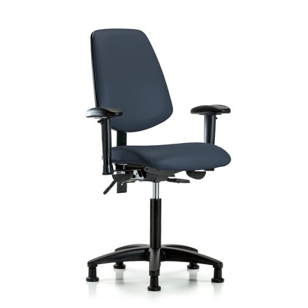 Blue Ridge Ergonomics Medium Bench Chair Adjustable Arms, 22" to 29" Height, Vinyl, Imperial Blue BR-VMBCH-MB-RG-T1-A1-NF-RG-8582