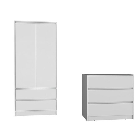 Homeroots Two Piece White Bedroom Set 526357