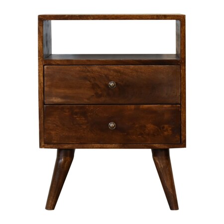 Homeroots 24" Brown Solid Wood Square Two Drawer Nightstand 651576