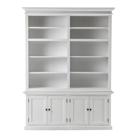Homeroots 87" White Solid Wood Adjustable Four Tier Bookcase 397127