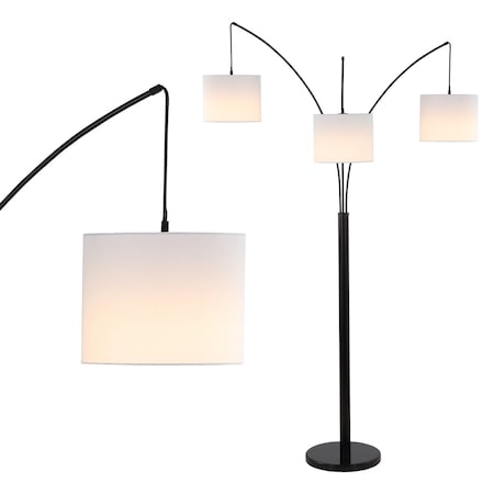 Jonathan Y Barrie 78.5" 3-Light Mid-Century Modern Head-Adjustable Iron LED Arc Floor Lamp, Oil Rubbed Bronze JYL3077A