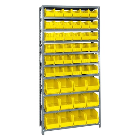 Quantum Storage Systems 10 SHELF OPEN UNIT W/48 YELLOW BINS QSBU-230240YL