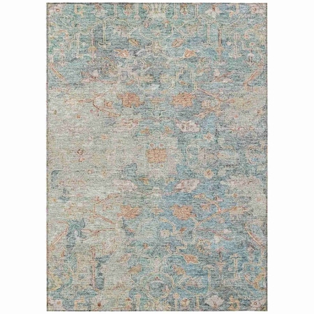 Homeroots 3' X 5' Green Blue And Gray Oriental Washable Indoor Outdoor Area Rug 587434