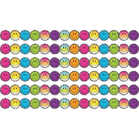 Teacher Created Resources Brights 4Ever Smiley Faces Die-Cut Border Trim, 35 Feet Per Pack, 6PK TCR6929