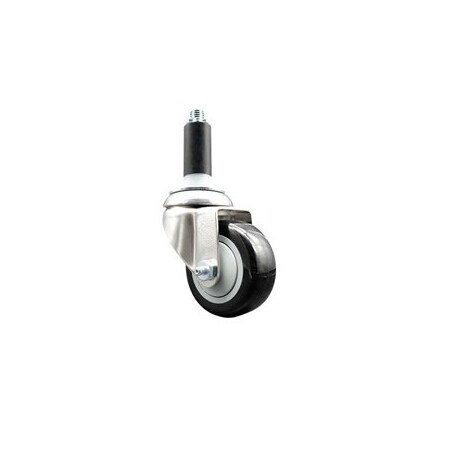 Service Caster 3 Inch 316SS Black Poly Swivel 1 Inch Expanding Stem Caster Lock Brake SCC SCC-SS316TTLEX20S314-PPUB-BLK-1