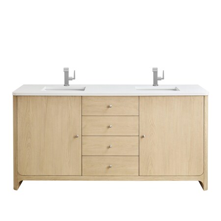 James Martin Vanities Gracyn 72 in. Double Vanity, Coastal Driftwood, w/ 3 CM White Zeus Quartz Top D125-V72-CSD-3WZ