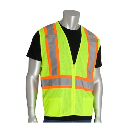 Pip ANSI Type R Class 2 Two-Tone Mesh Vest with "D" Ring Access 302-0600D-LY/M