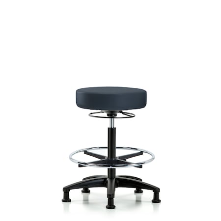 Blue Ridge Ergonomics Vin Stool without Back-High Bench Ht with Chr FRandStat Glides in Imperial Blue Trailblazer Vin BR-VHBSO-RG-CF-RG-8582