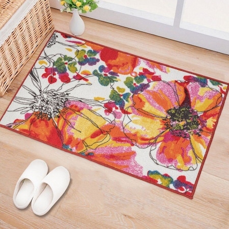 World Rug Gallery Modern Bright Flowers Non-Slip Area Rug 2 ft 7 in x 4 ft Multi 503MULTI27X4