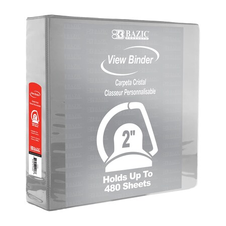 Bazic Products Slant D Ring View Binder with 2 Pockets, 2", Gray 4151