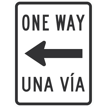 Lyle Sign, 1 Way, Arrow Left, Bilingual, Aluminum, 18x24 T1-6328L-RA_18x24