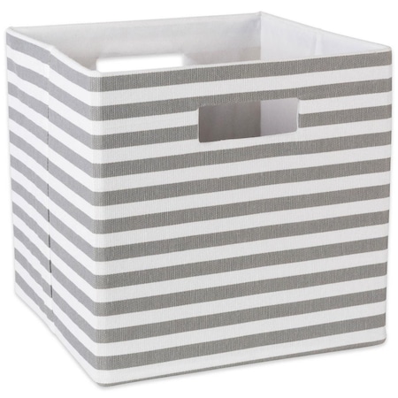 Convenience Concepts 13 x 13 x 13 in. Pinstripe Square Polyester Storage Cube, Grey HI2956070