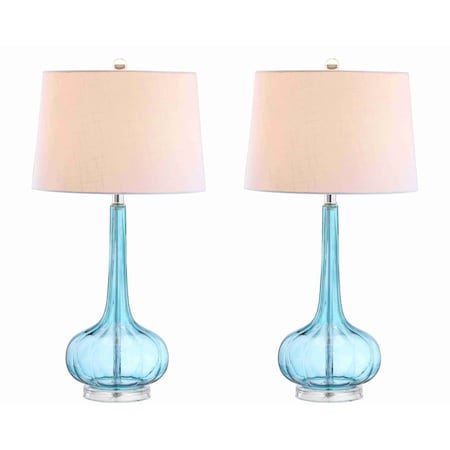 Jonathan Y Bette 28.5" Glass Teardrop LED Table Lamp, Aqua, 2PK JYL1079B-SET2
