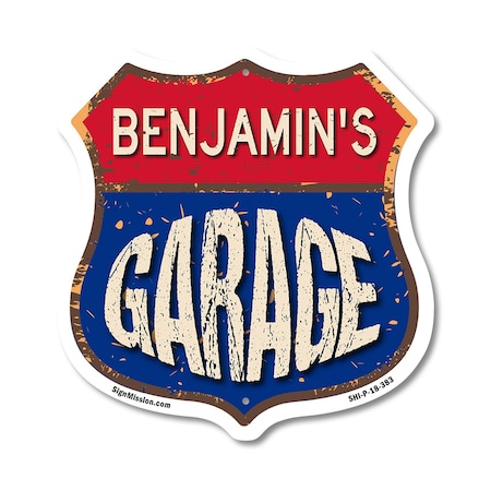 Signmission Benjamin's Garage, 18 Inch X 18 Inch, Plastic Sign SHI-P-18-383-BENJAMIN
