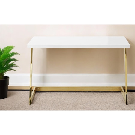 Homeroots 47" White and Gold Writing Desk 543755
