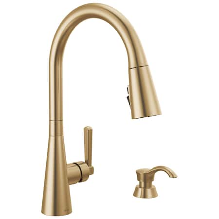 Delta Boyd Single Handle Pull-Down Kitchen Faucet with Soap Dispenser and ShieldSpray Technology 19893Z-CZSD-DST
