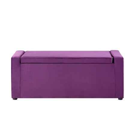 Homeroots 47" Purple and Black Upholstered Velvet Bench with Flip top 530673