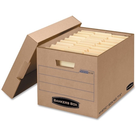 Bankers Box Filing Box, Corrugated Fiberboard, 13" W, 16.25" D, 12" H, Lift-Off Lid Closure, Kraft FEL7150001