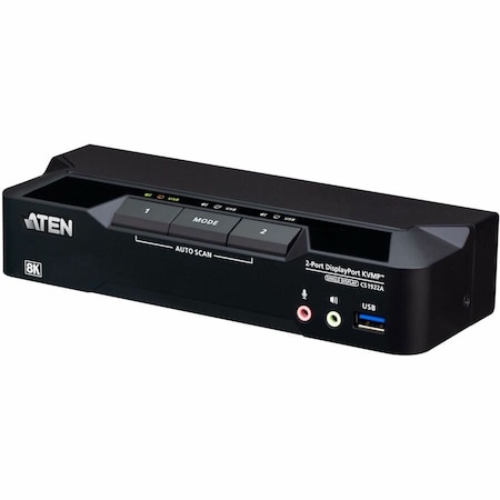 Aten 2-PORT USB3.0 8K DISPLAYPORT KVMP SWITCH SUPPORT UP TO 7680X4320@60HZ CS1922A