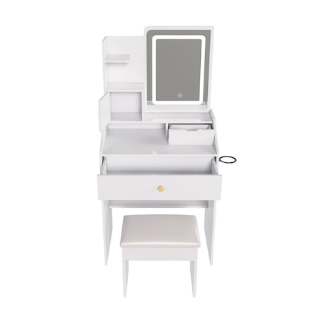 Homeroots 43" White Wood Lighted Two Drawer Dresser 714263