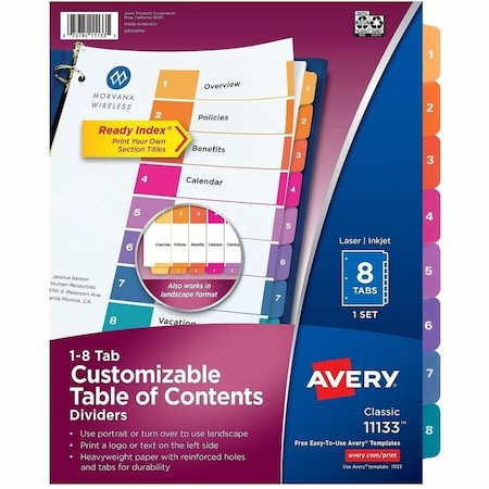 Avery Dividers, Index, Ready, 1-8 8PK AVE11133