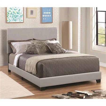 Benzara Leather Upholstered Full Size Platform Bed, Gray - 45.75 x 58 x 81.25 in. BM182796