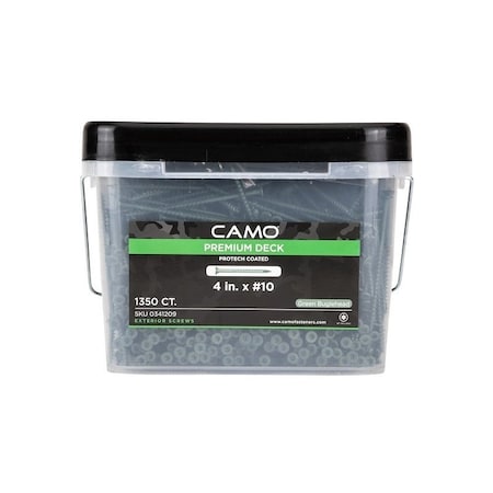 Camo Deck Screw, #10 Thread, 4in L, Coarse Thread, Bugle Head, Torx Drive, Type 17 Slash Point, 1350PK 341209