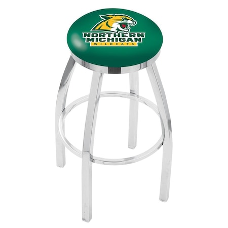 Holland Bar Stool Co 36" Chrome Northern Michigan Swivel Bar Stool, Accent Ring L8C2C36NorMic
