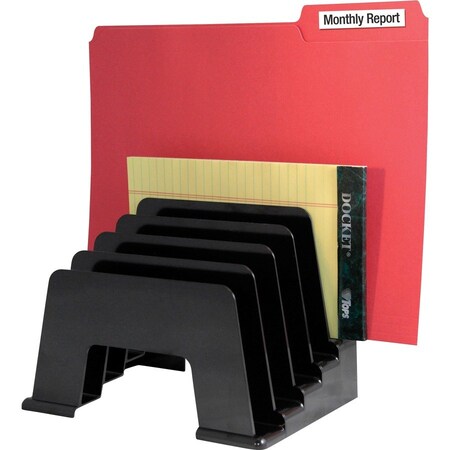 Kantek GRADUATED STEP INCLINE SORTER, FIVE COMPARTMENTS BLACK PLASTIC S1430