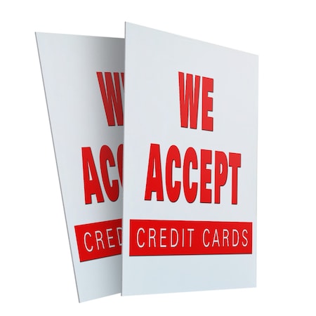 Signmission We Accept Credit Cards, Plastic Signs Only 24 Inch x 36 Inch, Corrugated Plastic, 2PK CSB-2436-2PACK-We Accept Credit Cards