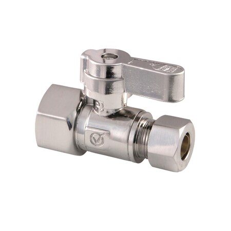 Pinpoint 0.5 in. Fip x 0.375 in. OD Compression Straight Stop Valve, Brushed Nickel PI2599752