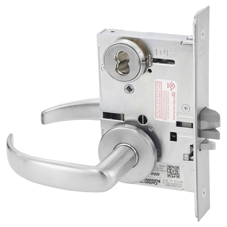 Corbin Russwin Storeroom or Closet Mortise Lock, PS Lever, A Rose, 6-Pin LFIC Less Core, Satin Stainless Steel ML2057 PSA 630 CL6