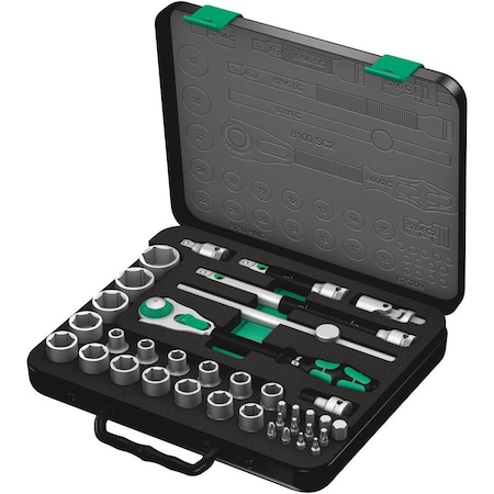 Wera 8100 SC 2 Zyklop Speed Ratchet Set, 1/2 in drive, metric, 37 pieces 5003645001