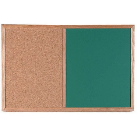 Aarco Combination Board Green Chalkboard w/ Oak Wood Frame, 24''Hx36''W CO2436G