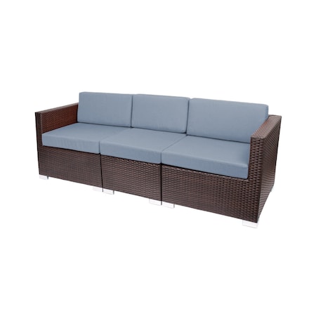 Bfm Seating Aruba 83.25in Wide Outdoor Wicker Sectional Sofa with Sunbrella Cushions PH5101JVW-14059