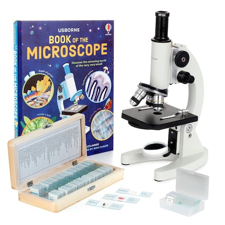 Amscope M60 Metal Body Glass Lens Biology Student Monocular Compound Microscope 40X-100X w/ABS Case, 50pc Sp M60C-ABS-PS50-WM