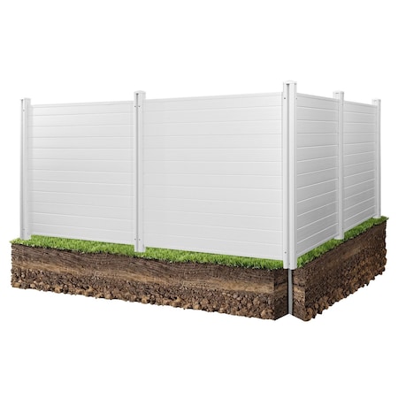 Vevor 4 Panels Vinyl Privacy Screen with Galvanized Metal Stakes 50x50 in White TJ-SKU3