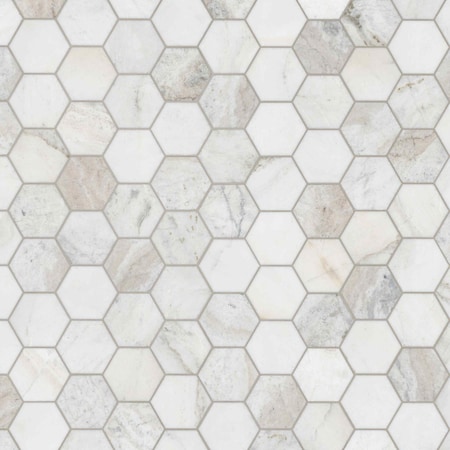 Arabescato Venato White Hexagon 10  in. X 13  in. Honed Marble Mosaic Floor And Wall Tile, 10PK -  MSI, ZOR-MD-0619