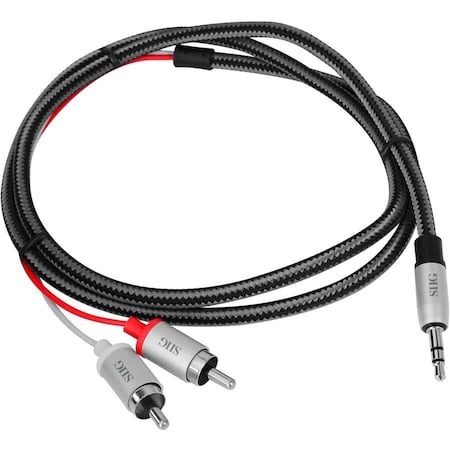 Siig 1M CB-AU0E12-S1 M/M 3.5MM TO RCA WOVEN FABRIC BRAIDED STEREO CBL CB-AU0E12-S1