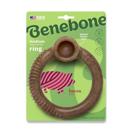 Benebone Brown Ring Chew Dog Toy Medium 1 pk 570244