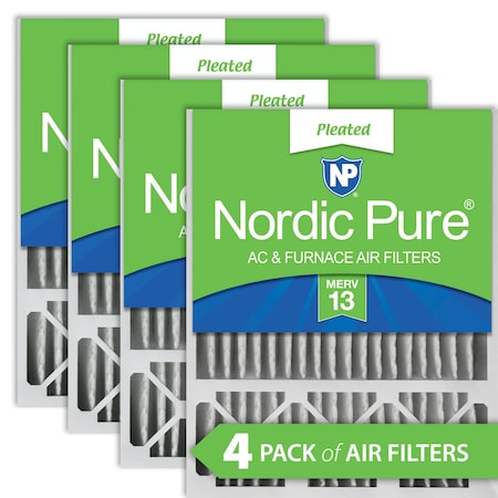 Nordic Pure 20x25x5 Pleated Air Filter, High Capacity, Electrostatically Charged Synthetic Media, MERV 13, 4 PK 20x25x5HM13-4