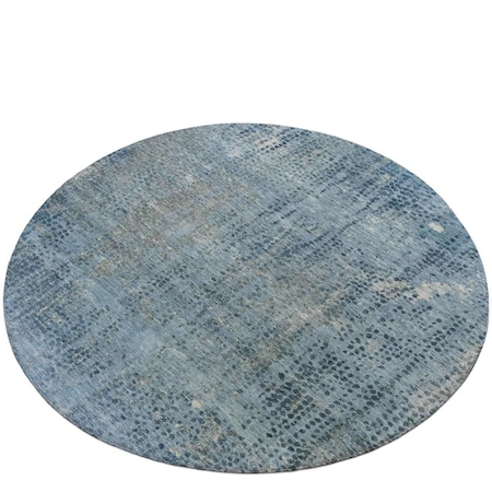 Homeroots 8' Blue And Ivory Round Abstract Washable Indoor Outdoor Area Rug 631091