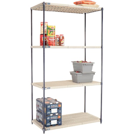 Global Industrial Nexel Nexelite 4 Shelf, Vented Plastic Mat Shelving Unit, Starter, 48"W x 24"D x 86"H 331791N