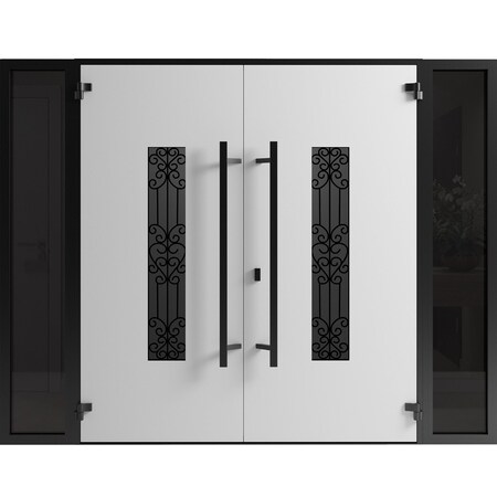 Vdomdoors Front Exterior Prehung Aluminum Double Doors Ronex1205 Bronze Oak Mirrored Clear Glass 2 Sidelights RONEX1205DEXD-OAK-W12+72+12xH96-RH-O