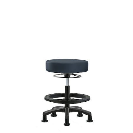 Blue Ridge Ergonomics Vinyl Mini-Stool-Medium Bench Ht with Black Foot Ring&Stat Glides in Imperial Blue Trailblazer Vinyl VMBMS-RG-BF-RG-8582